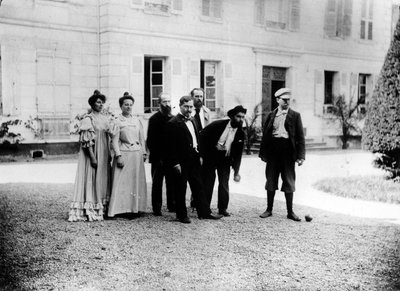 A game of pétanque at Le Relais, home of the Natanson family in Villeneuve-sur-Yonne, c. 1899 by French Photographer